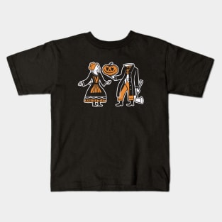 Headless Horseman Finds Love - Orange and White Design Kids T-Shirt